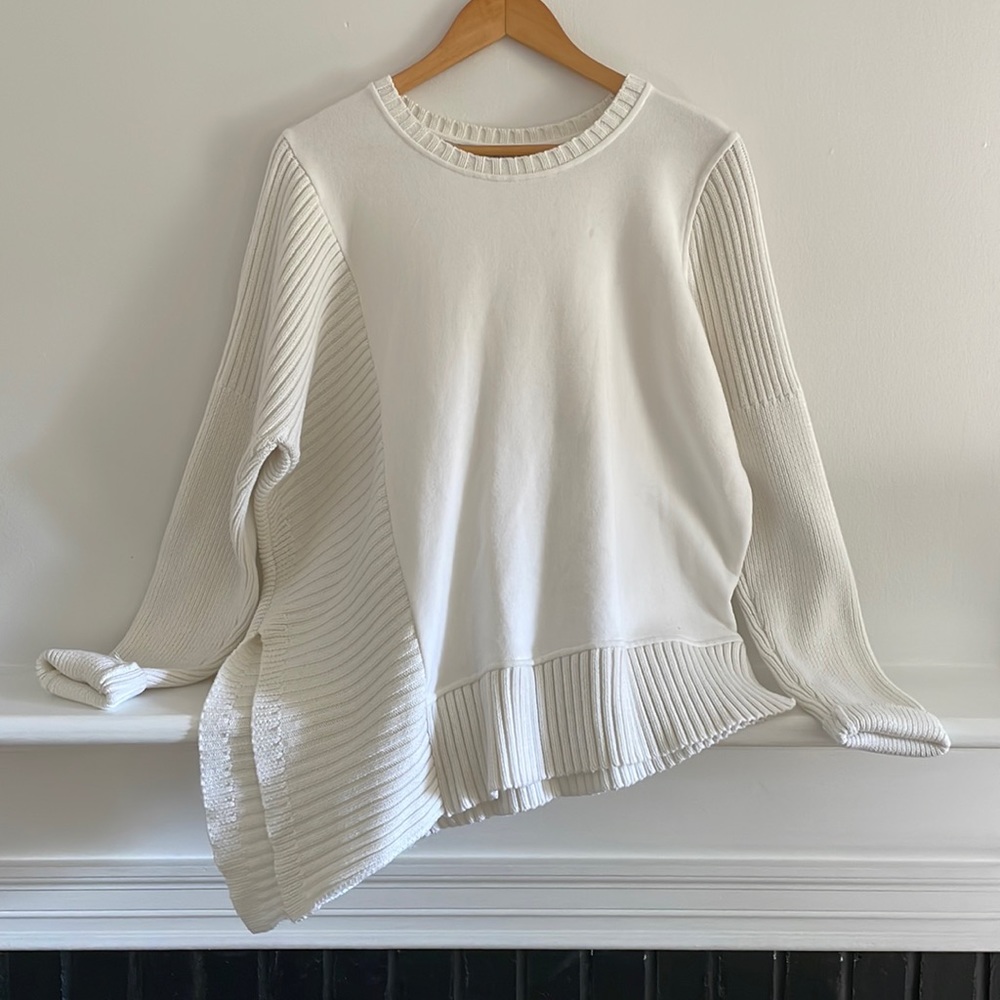 Athleta Bayridge White Chunky Knit Sweater Sweatshirt Medium